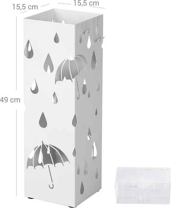 Suport metalic pentru umbrele UMBRELLA, 15,5x15,5x49cm, alb SongmicsHome
