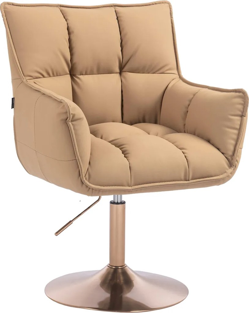 HR560N Scaun Caramel Piele Ecologica Premium Soft cu Bază Aurie