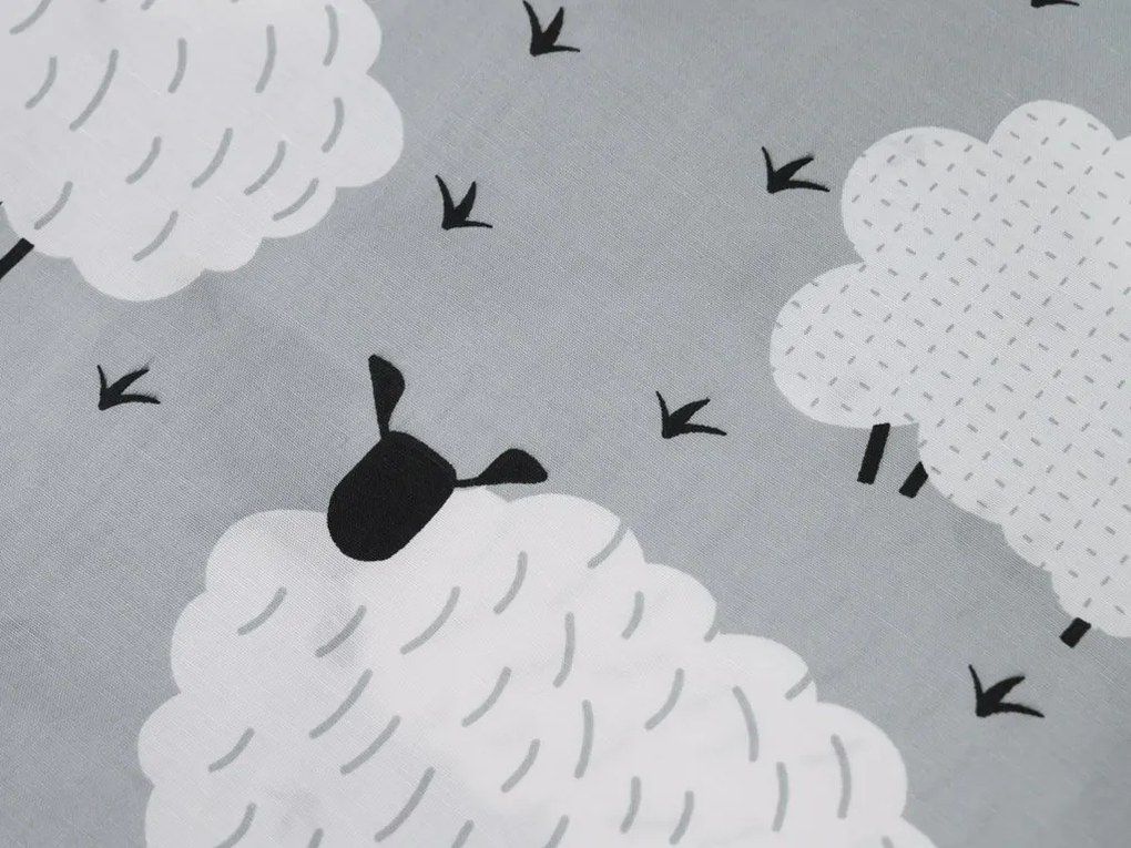 Fața de perna din policoton WHITE SHEEPS 70x90 cm, gri