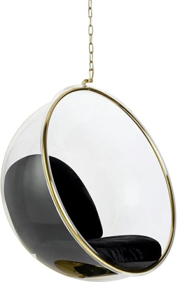 Balansoar, Scaun suspendat modern Ball Velvet auriu/ negru