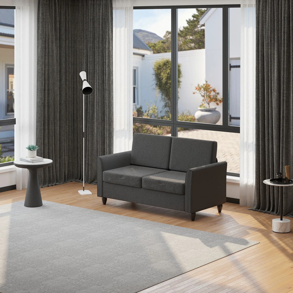 HOMCOM canapea 2 locuri tapitata compacta confortabila 141x70x78cm gri | Aosom Romania