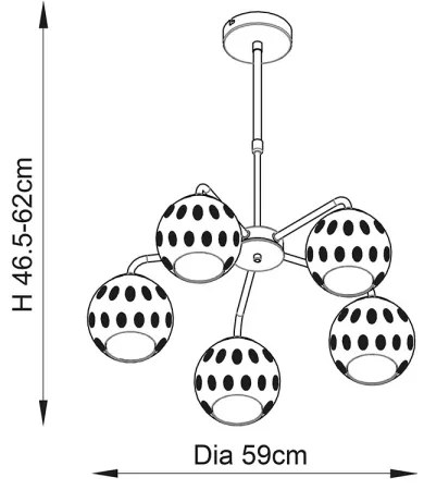 Endon 91969 - Candelabru pe tijă DIMPLE 5xE14/7W/230V auriu