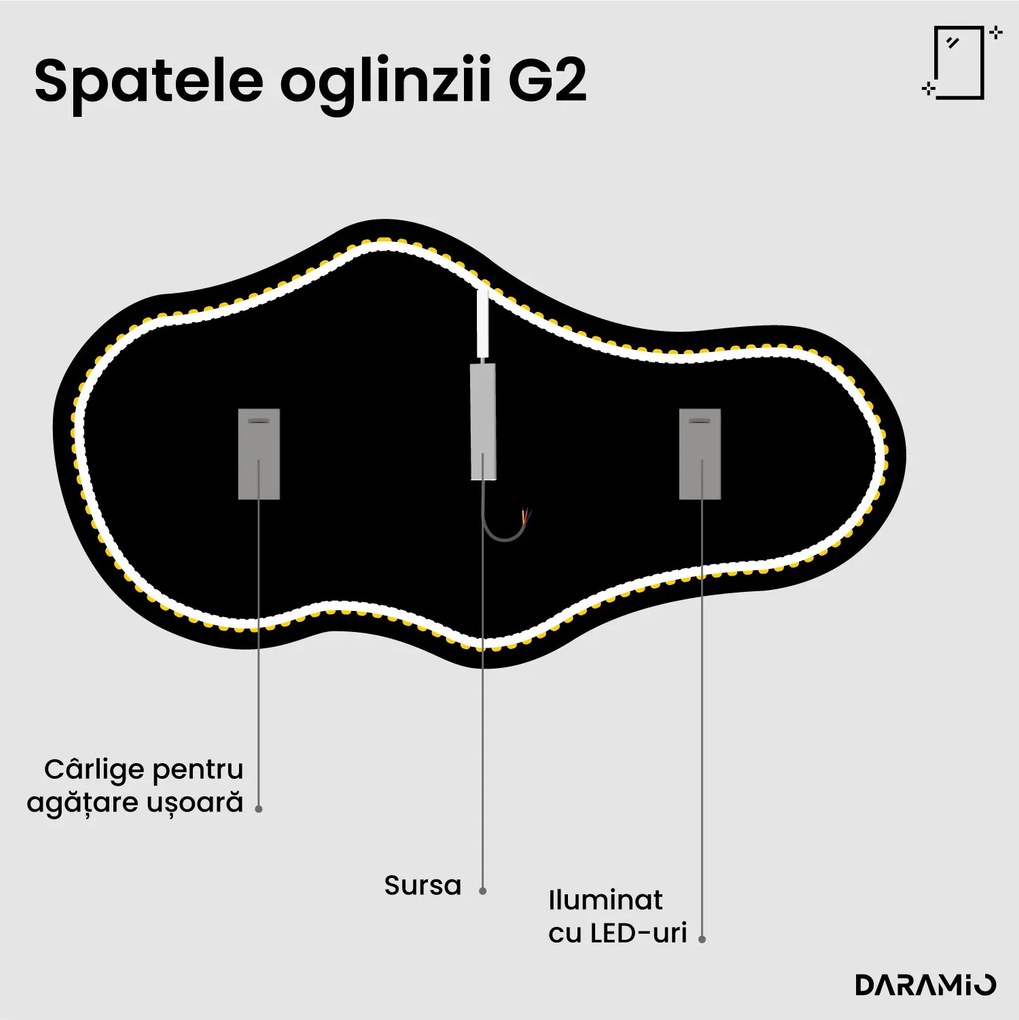 Oglindă atipică cu iluminare LED G2