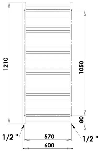 P.M.H. AV4C - Radiator de baie tip scară AVENTO 360 W 121 cm crom lucios