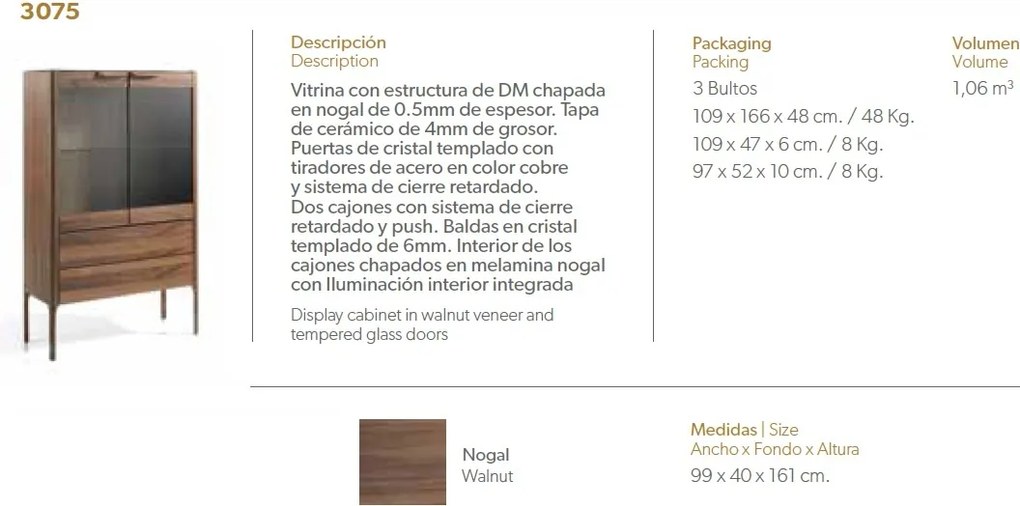 Vitrina cu doua sertare, design elegant Glayds AC-CP1806-F