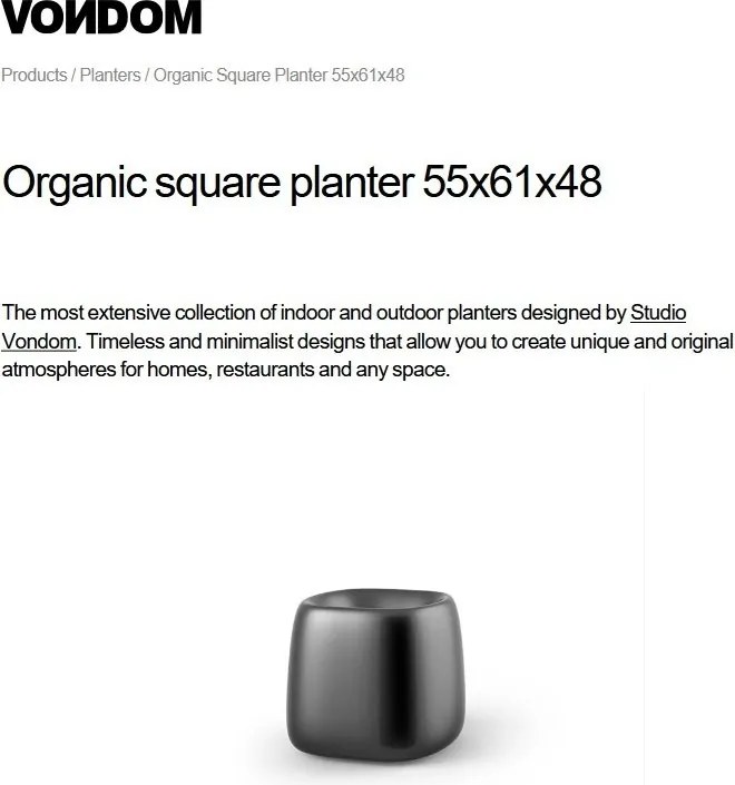 Ghiveci plante design decorativ exterior/interior Organic SQUARE 55x61x48cm