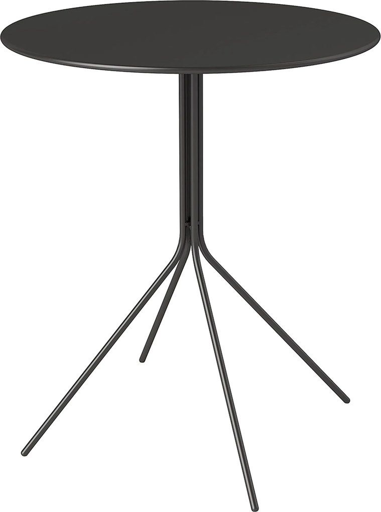 Outsunny Masă de grădină Ø60 x 71 cm, Masă pentru balcon din oțel rezistentă la intemperii, Masă auxiliară rotundă cu tampoane pentru picioare Negru | Aosom Romania