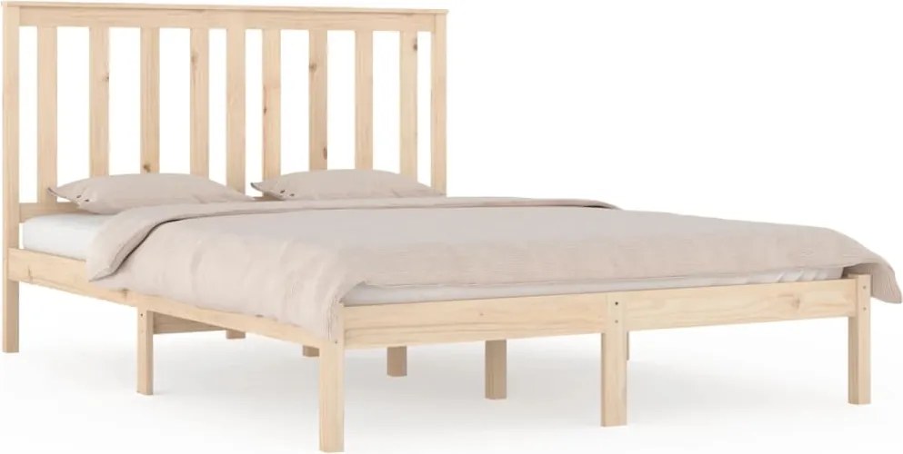 vidaXL Cadru de pat dublu, 135x190 cm, lemn masiv de pin