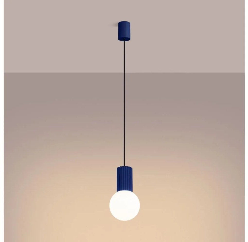 Lustră pe cablu Sollux SL.1739 HALO 1xG9/8W/230V d. 12 cm albastru