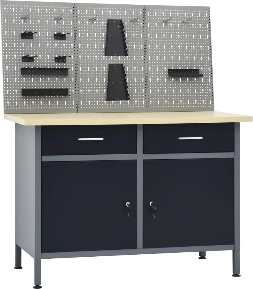 vidaXL Banc de lucru cu trei panouri de perete