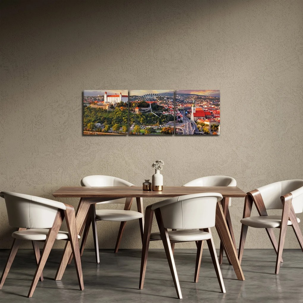 Tablou - Panorama bratislavei, Slovacia (cu ceas) (90x30 cm)