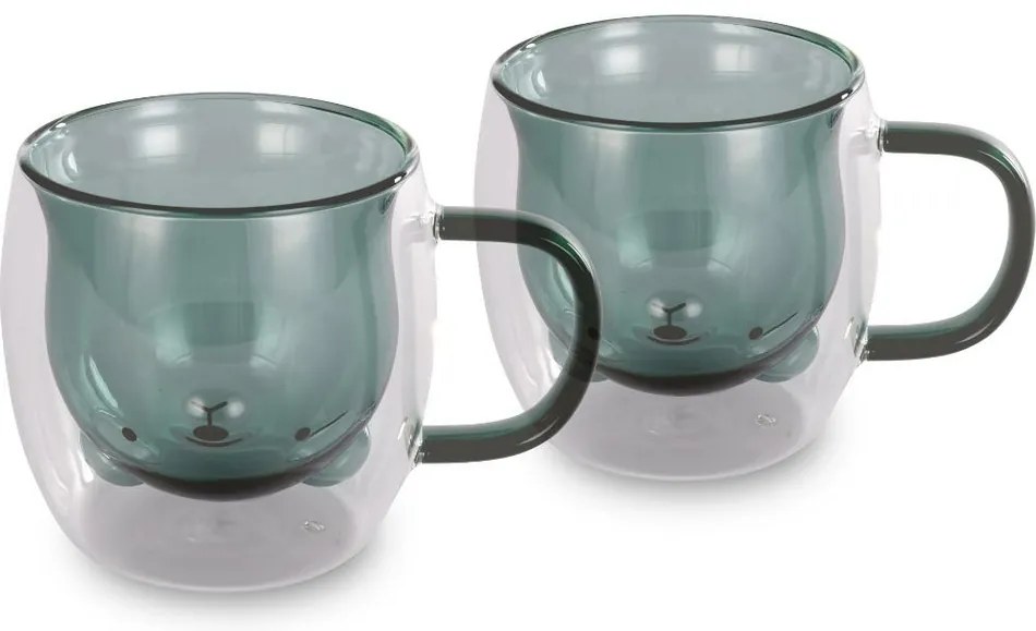 Lamart LT9127 Set de 2 pahare Bear Vaso, 250 ml,verde