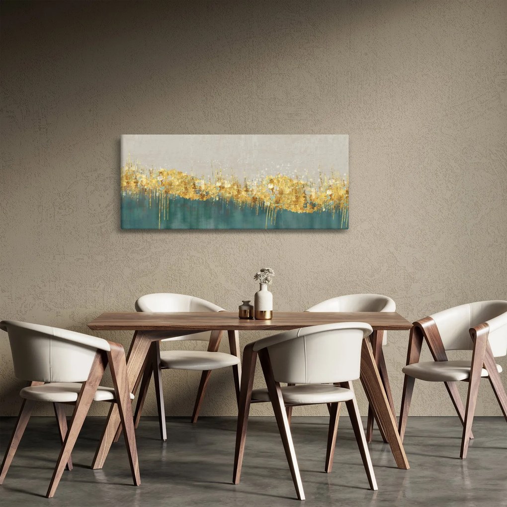 Tablou - Textura cu decor auriu (120x50 cm)