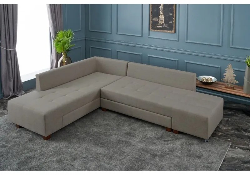 Canapea Tip Coltar Extensibil Manama Corner Sofa Bed Left - Cream