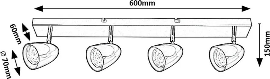 Plafoniera cu Spot-uri Directionabile, 4xGU10, Perico alba