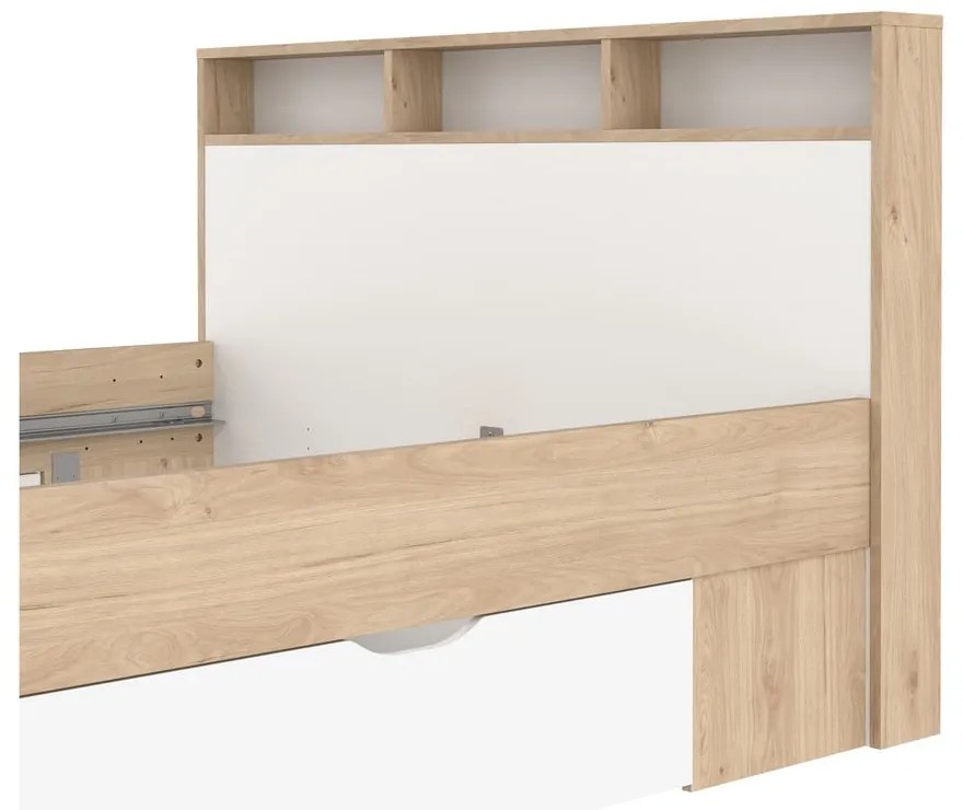 Pat matrimonial în culoare naturală cu aspect de lemn de stejar cu spațiu de depozitare fără somieră 140x200 cm Ikast – Tvilum