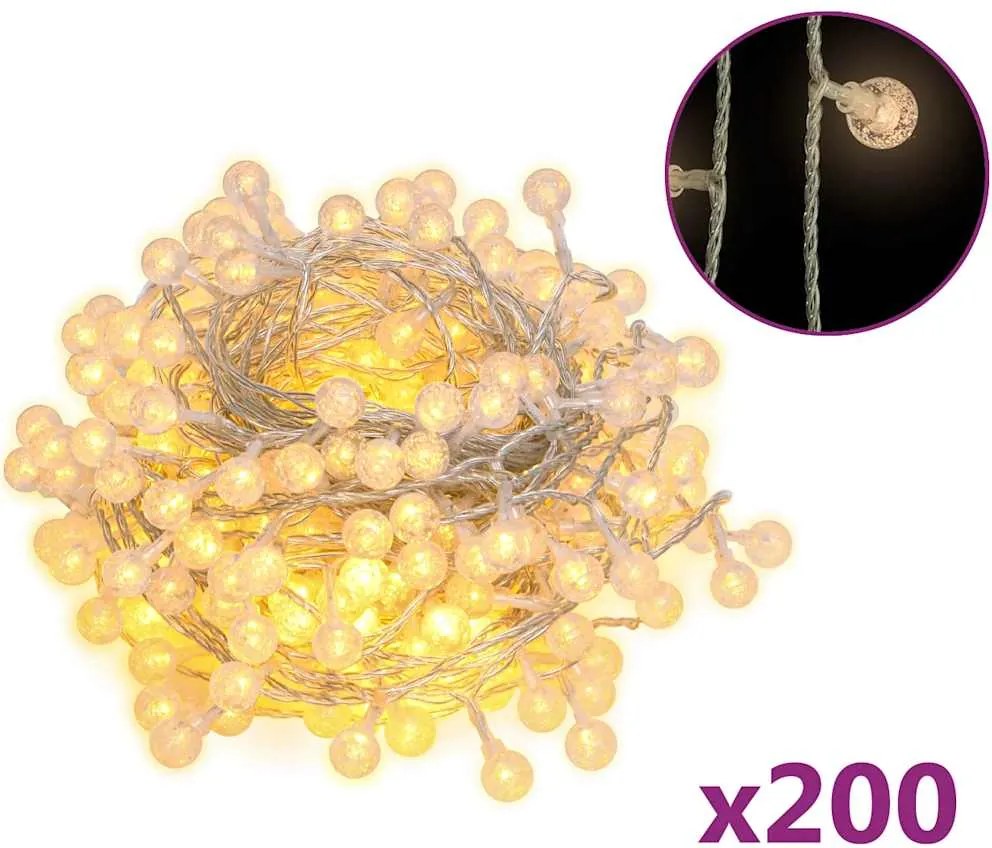 vidaXL vidalXL Ghirlandă luminoasă, 200 LED-uri, alb cald, 8 funcții, 20 m