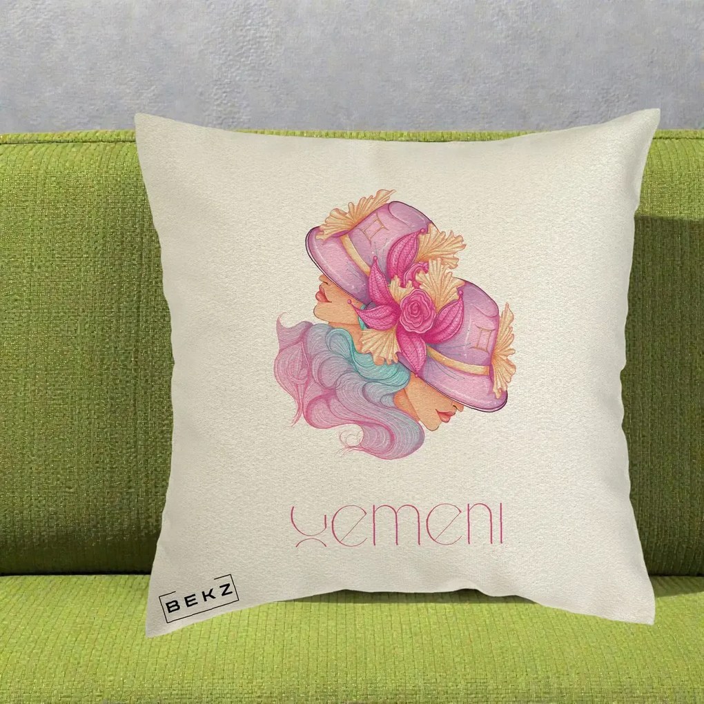 Perna Personalizata Zodie Gemeni, 40x40 cm, Ecru, Husa Detasabila, Perna Inclusa, BEKZ®