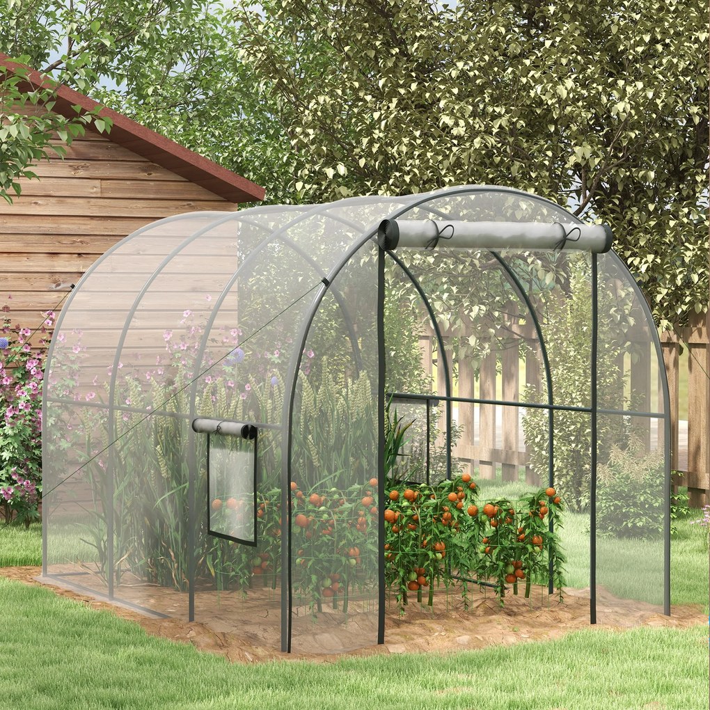 Outsunny Sera 3 x 2 x 2m cu Usa Rulanta si Fereastra, Transparent | Aosom Romania