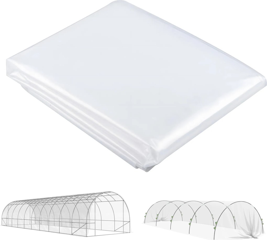 Outsunny Acoperiș pentru Seră 6x10m din PP Anti UV și Impermeabil Transparent | Aosom Romania