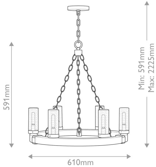 Hinkley HK-SAWYER6-SQ - Lustră suspendată SAWYER 6xE14/40W/230V maro