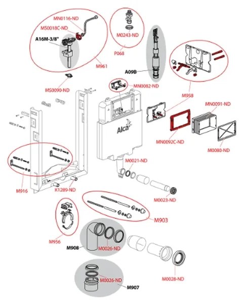 Rezervor incastrat Alcaplast, Renovmodul, slim, pentru montare in zidarie, pentru vas wc suspendat