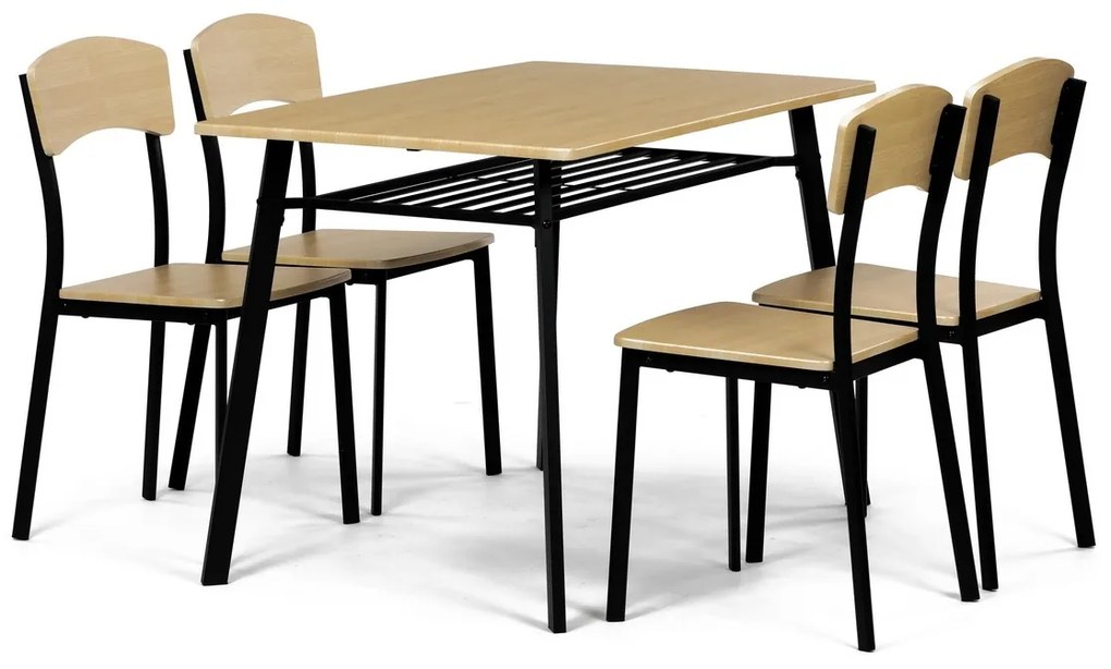 Set de masă Industrial cu 4 scaune, 110 x 70 x 76cm, maro