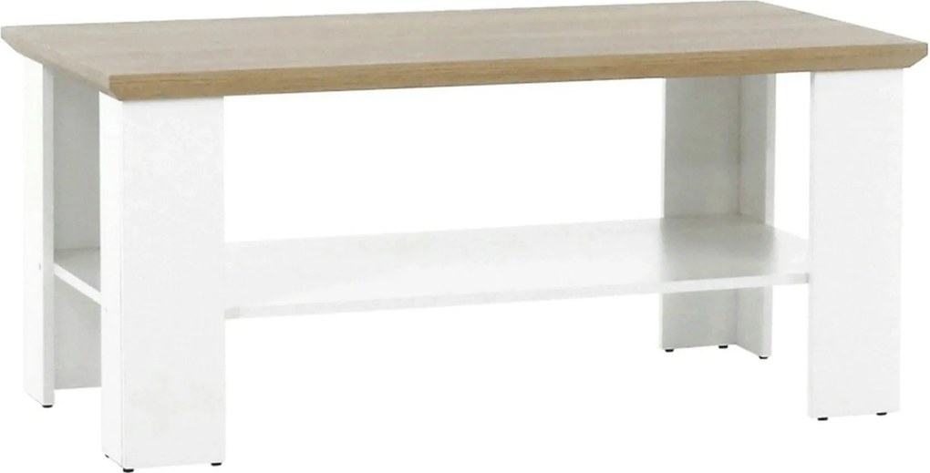 Masuta cafea LEON MZ17, PAL laminat, alb/stejar grand, 120x60x55 cm