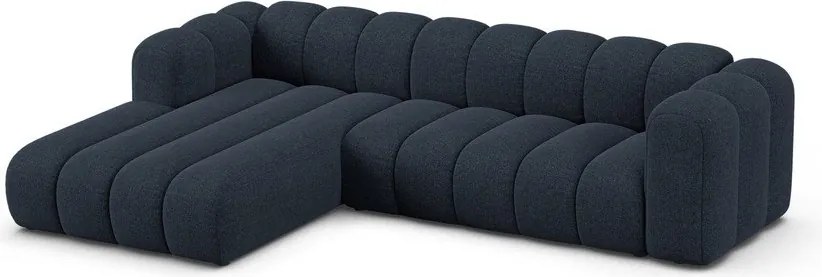 Colțar albastru închis cu tapițerie din chenille (cu colț pe partea stângă/cu șezlong) Lupine – Micadoni