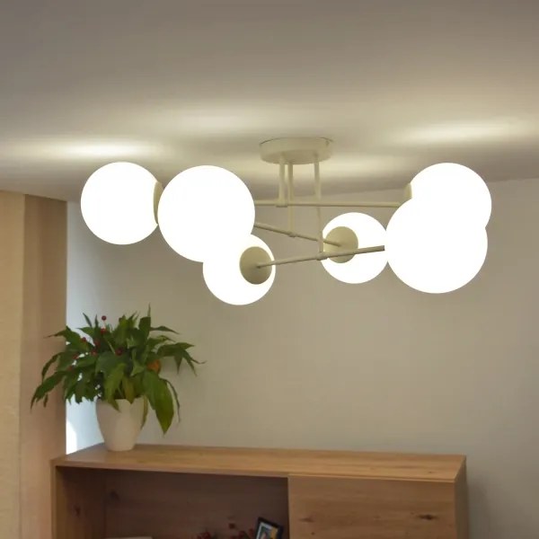 Lustră aplicată MOON, 6xE27/15W/230V, crem