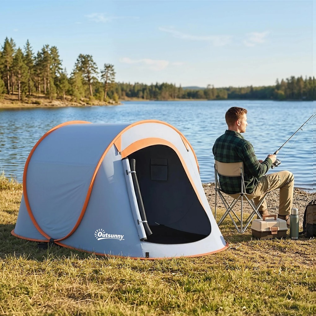 Outsunny Cort de Camping Pop-Up Impermeabil cu Geantă de Transport Gri | Aosom Romania