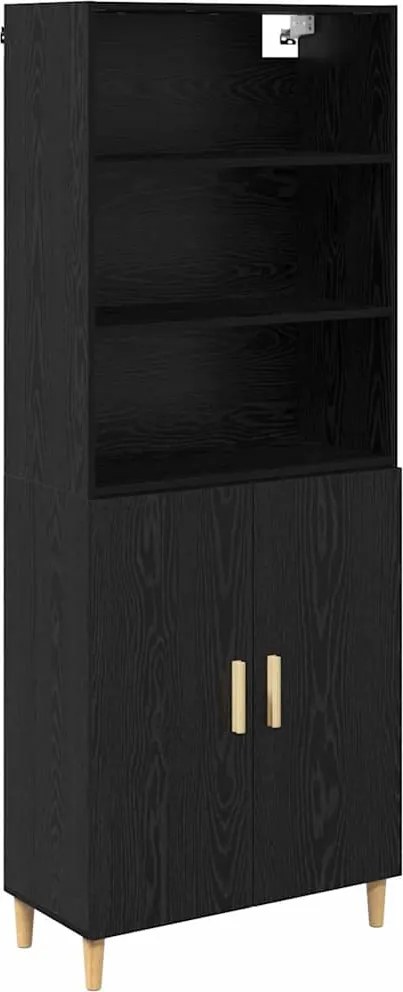 vidaXL Bufet Stejar Negru 69,5 x 32,5 x 180 cm Lemn compozit