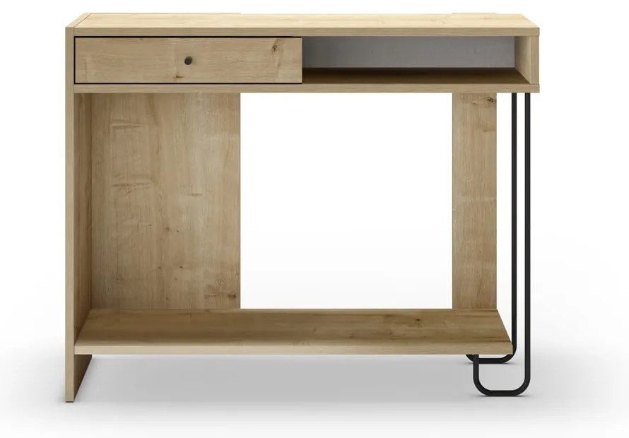 Masă consolă în culoare naturală cu blat cu aspect de lemn de stejar 35x100 cm Saturne – Marckeric