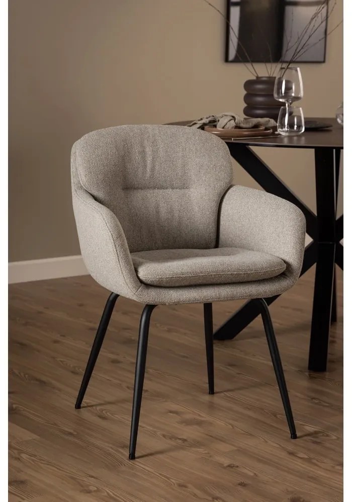 Scaun de sufragerie bej cu cotiere tapițat Dora – Actona