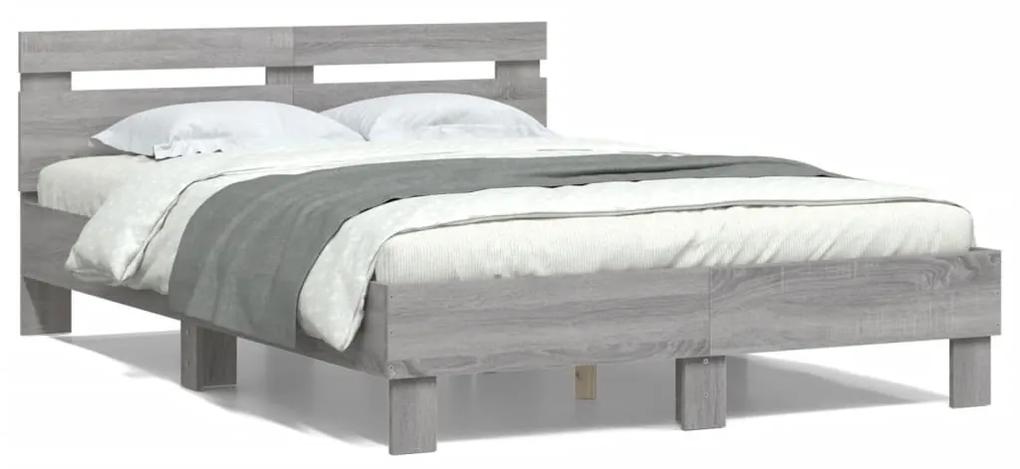 3207432 vidaXL Cadru de pat cu tăblie gri sonoma 120x200 cm lemn prelucrat