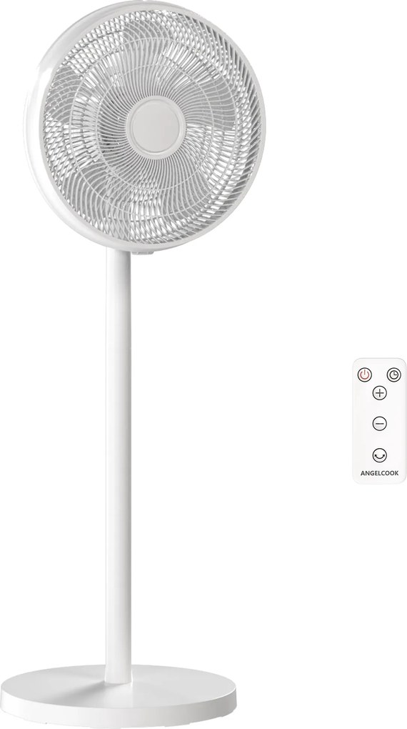 HOMCOM Ventilator de Podea cu Telecomandă, Reglabil pe Înălțime, 4 Viteze, Oscilație 80°, Timer 10 Ore, Alb, Ø40x90.5-118.5Î cm | Aosom Romania