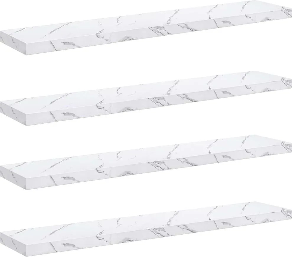vidaXL Raft de perete Pe perete 4 pcs Marmură albă 120 x 23,5 x 4 cm