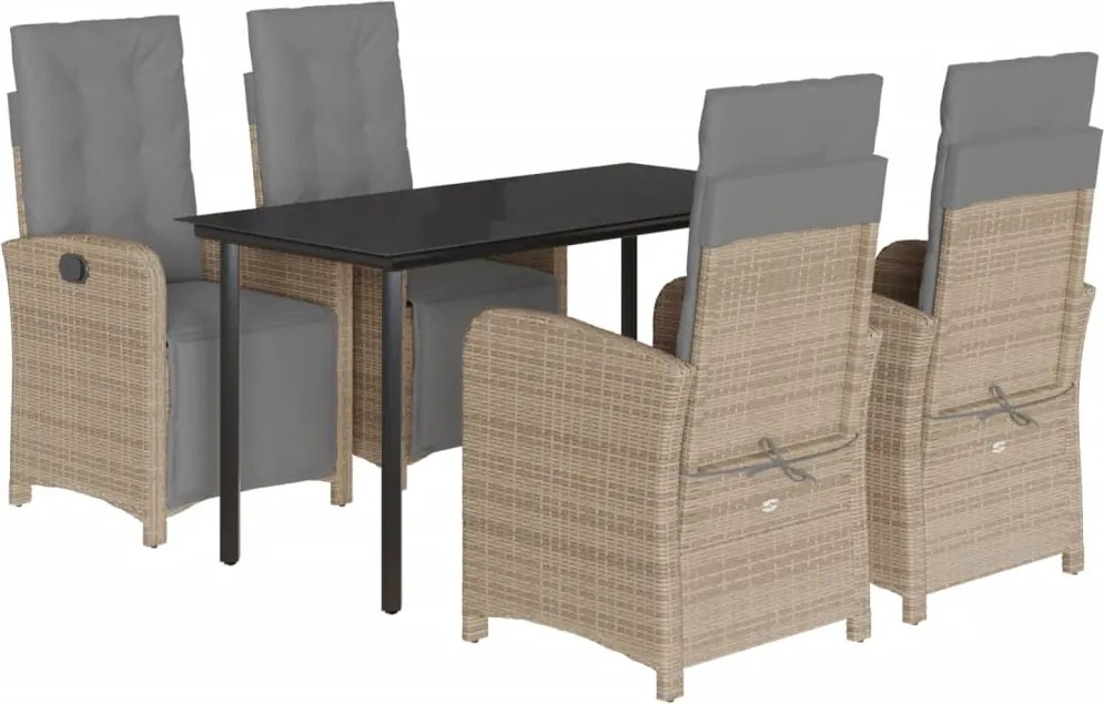 vidaXL Set mobilier de grădină cu perne, 5 piese, bej, poliratan