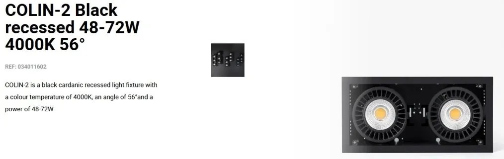 Spot LED incastrabil COLIN-2 Black recessed 48-72W 4000K 56°