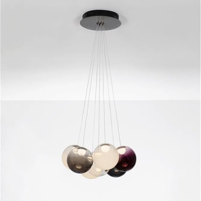 Lustra cu 7 pendule LED din sticla colorata SILENZIO