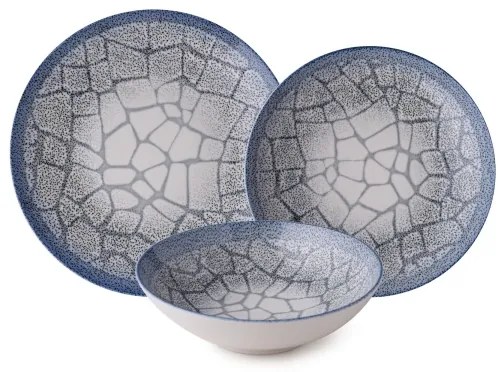 Set de veselă, 24 piese, din porțelan, albastru