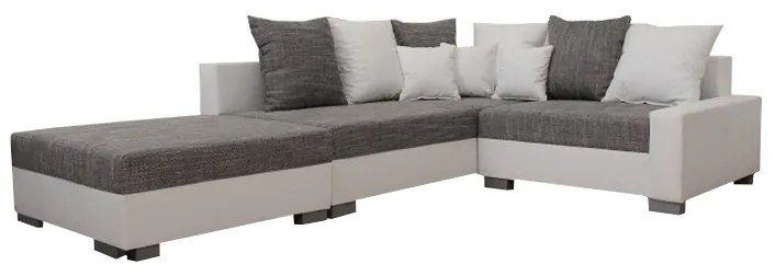Coltar cu taburet PETRANA NEW stanga alb-gri, 207/92/198 cm