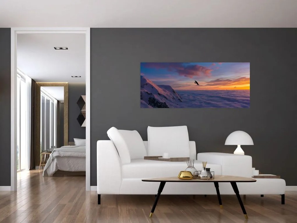 Tablou în apus de soare, Mont Blanc (120x50 cm)