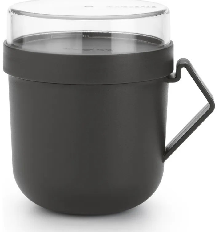 Cana pentru supa cu capac Brabantia Make&Take 1006293, 600+180 ml, Capac cu infiletare, Fara BPA, Gri