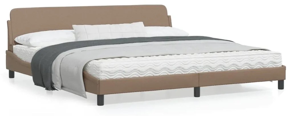 373262 vidaXL Cadru de pat cu tăblie, cappuccino, 200x200 cm, piele ecologică
