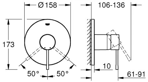 GROHE ESSENCE 24057001 - Baterie de duș, crom lucios