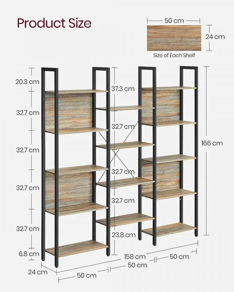 Biblioteca living, 158 x 24 x 166 cm, metal / PAL melaminat