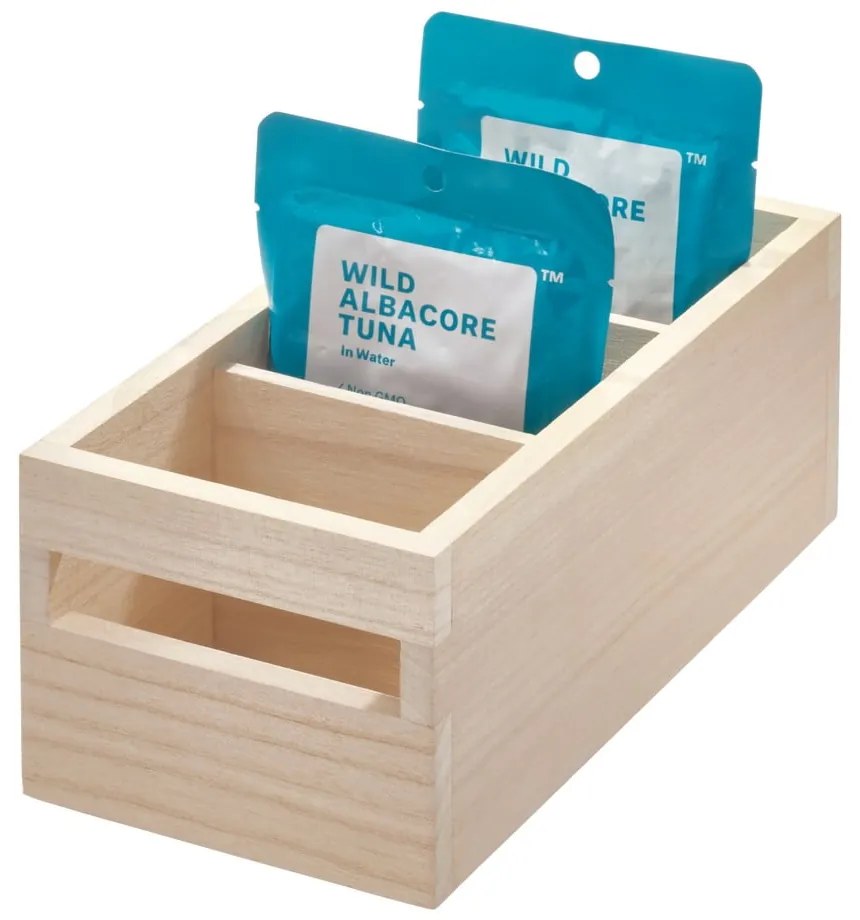 Cutie depozitare din lemn paulownia iDesign Wood Handled, 12,7 x 25,4 cm