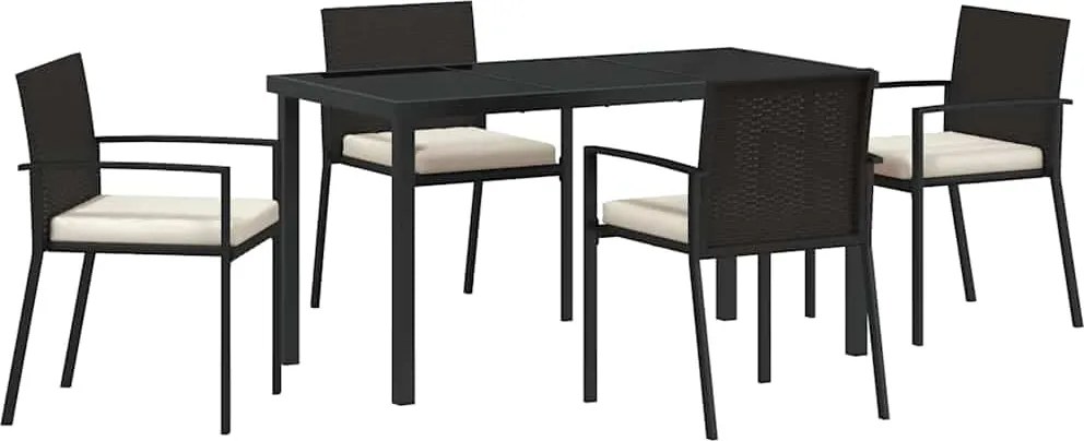 vidaXL Set de masă pentru grădină 5 pcs Negru