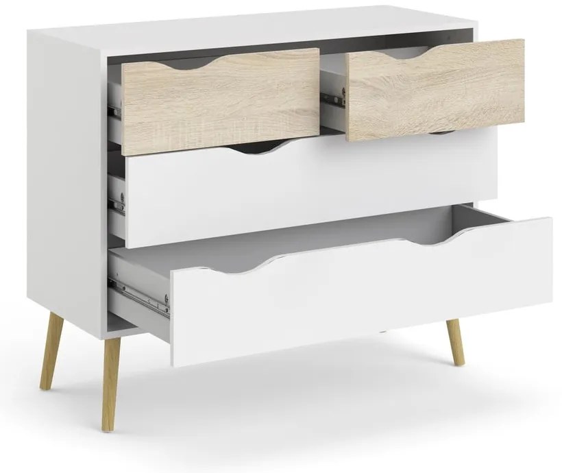 Comodă Tvilum Oslo, 99x82 cm, alb-natural